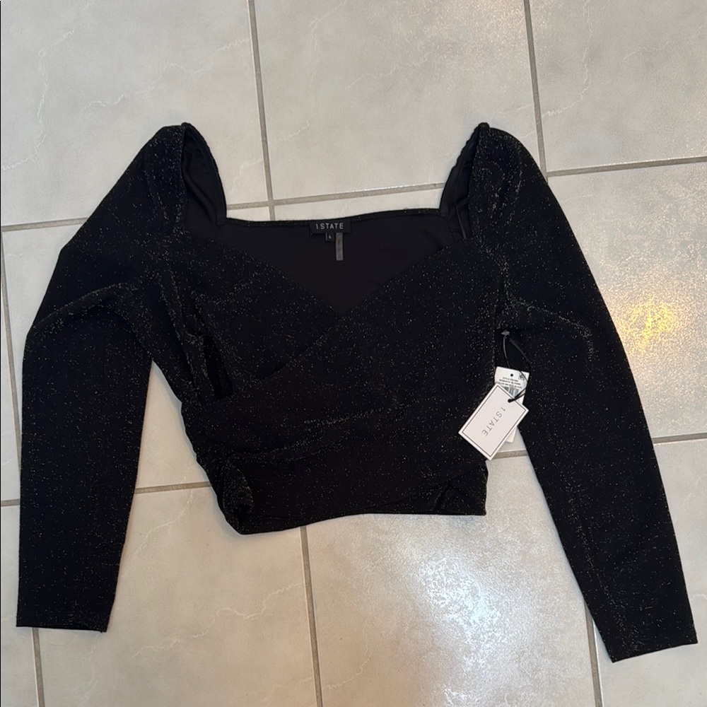 NWT - 1. State Black Crystal Top - Sz L